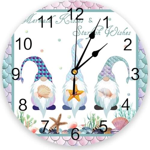 Mermaid Scales Ocean Coral Starfish Shell Wall Clock Modern Design Hanging Watch for Home Decoration Home Living Room Wall Art