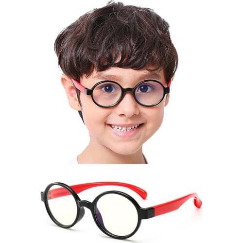 Fashion Child anti-blue light Eyeglasses Round Soft Frame Clear Lens Glasses Optical Spectacle Frame Eyewear