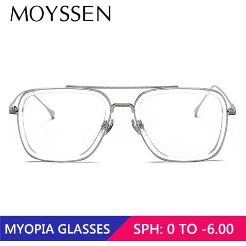 Luxury Brand Designer Tony Stark Iron Man Square Frame Eyeglasses Vintage Punk Style Oversized Finished Myopia Optical Glasses