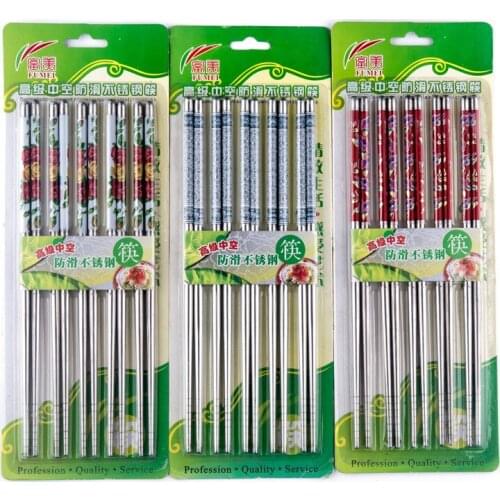 Stainless steel chopsticks printed blue and white porcelain stainless steel chopsticks 5 pieces