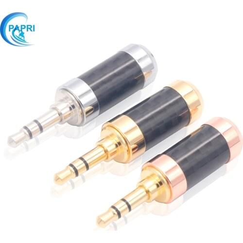 PAPRI Newest 3.5mm DIY Headphone Plug HiFi Repair Jack Connector For Audio Earphone MobilePhone Gold Rhodium Plated Pure Copper