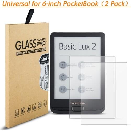 PocketBook Touch Lux 4 5/Touch HD 3/Basic 4/Basic Lux 2/Pocketbook 633 Color Screen Protector-6 inch HD tempered film (2 Packs)