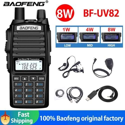 1 pcs/2 pcs BaoFeng UV-82 Walkie-Talkie 8 Watt U/V Baofeng UV 82 Headset Walkie Talkie 10 KM Baofeng 8W Radios uv 9r ham radio