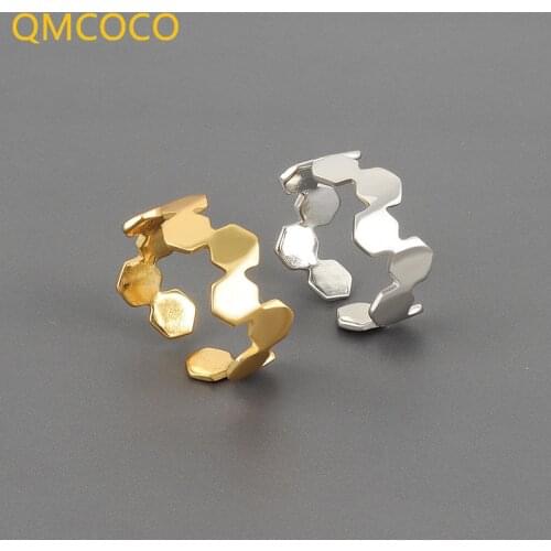 QMCOCO 925 Silver Simple Personality Design Trend Irregular Geometry Rings For Woman Temperament Party Jewelry Gifts