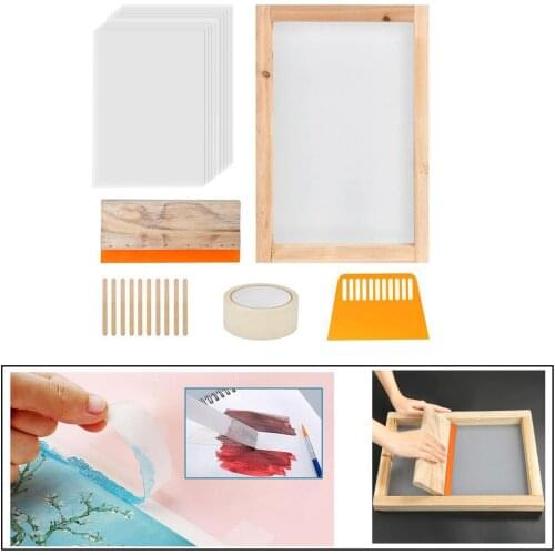 24x Silk Screen Frame, Screen Printing Set,Durable Safe Silk Screen Frame Mesh Printing Set Print Starter Tool Kit with Squeegee