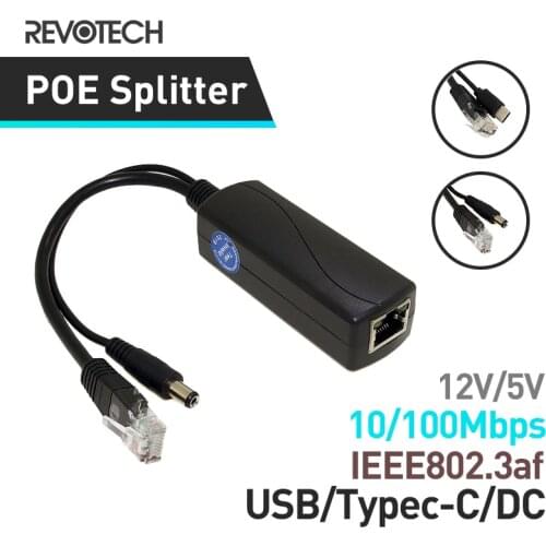PoE Splitter Micro USB/Type-C/DC IEEE 802.3af 10/100Mbps Power over Ethernet for IP Camera and Wireless AP and IP phone