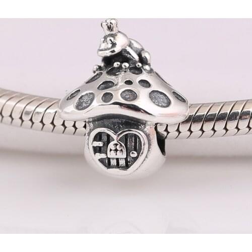 Authentic S925 DIY Jewelry Frog & Mushroom Bead Charm fit Lady Bracelet Bangle