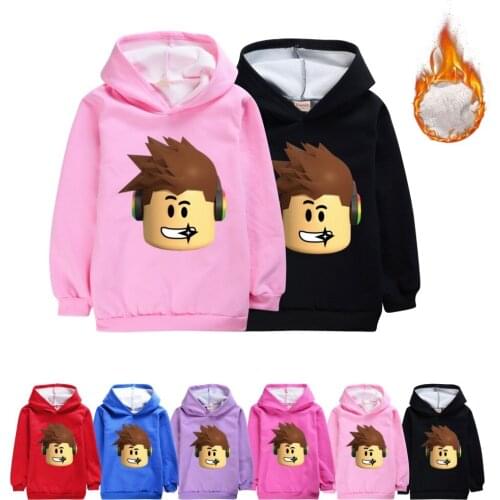 Add wool Childrens clothes Hooded cartoon Solid Plain Hoodie Childrens Pullover Tops Autumn Early Winter Hoodies Coat