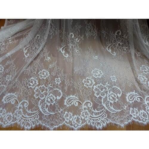 CHIC 40 inch French Eyelash Lace Fabric in White for Bridal Wedding Apparel Fabrics Supply 1.5 meters