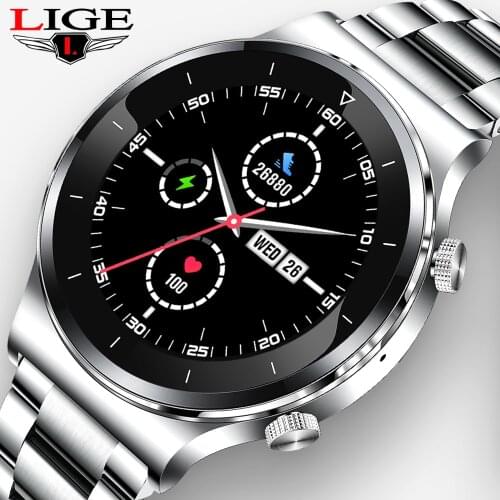LIGE Smart Watch Men Bluetooth Call Heart Rate Monitor 1.3 Inch IPS Colorful Screen Custom Watch Face Smartwatch For Android iOS