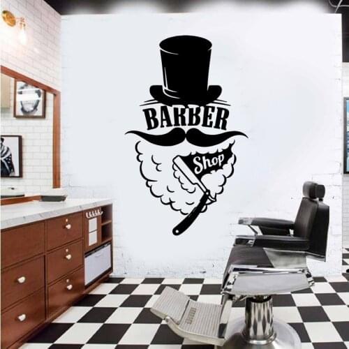 Modern Gentlemen Barber Salon Mustache Wall Sticker Haircut Hairdress Barber Shop Spa Salon Makeup Wall Decal Vinyl Decor