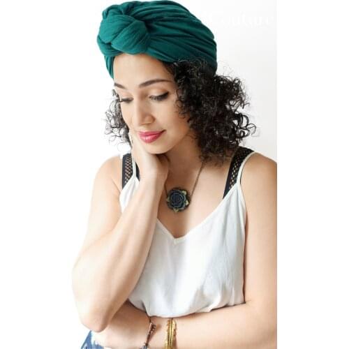 Free Shipping Cotton Turban Hats New Fashion Hot Sale Women Soild Color Black Beige Green Indian Turban Hats Caps For Ladies