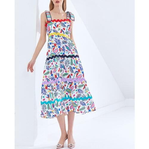 WTIANYUW Fashion Designer Summer Maxi Dress Women Spaghetti Strap Strapless Floral Print Vacation Dresses Vestidos Sexy Casual