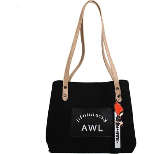 2021 Women Canvas Fabric Shoulder Eco Tote Folding Handbag Large Capacity Casual Embroidery Shopping Cute Female Book Bags Sac
