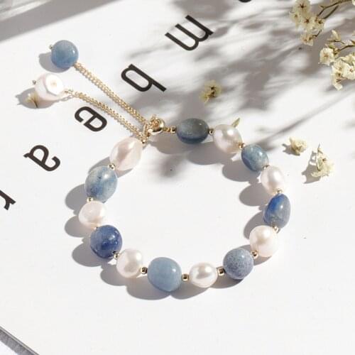 Irregular Natural Freshwater Pearls Crystal Bracelets for Women Girls Trendy Gold Color Bracelete Feminino Jewelry Gift YBR193