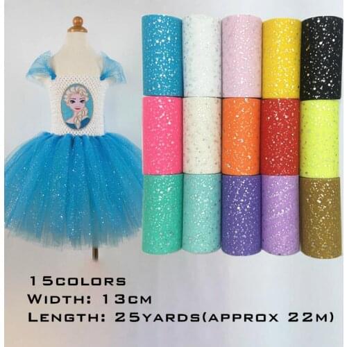 13cm*22m Glitter Sequin Tulle Roll Tutu Fabric Wedding Decoration Sewing Mesh DIY Organza Tutu Skirt Accessories