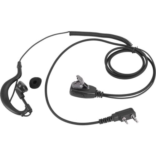 2Pin G Shape Earpiece PTT MIC Ear Hook Headset for Kenwood Puxing Wouxun BaoFeng Radio