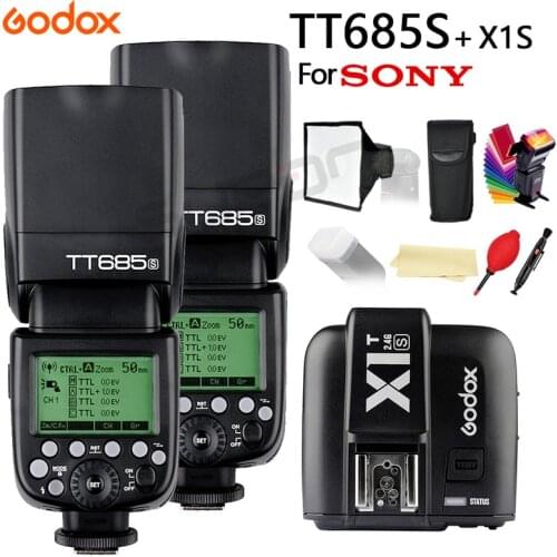 2x Godox TT685S Camera Flash with 2.4G 1/8000s HSS TTL TT685S Flash + X1T-S Trigger for Sony DSLR Cameras for youtube video
