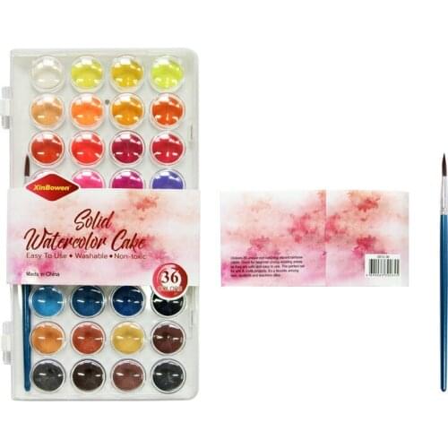 36 Color Superior Solid Watercolor Paint Set With Brush Pen Foldable Travel Water Color Pigment For Draw Art Supplies 03192