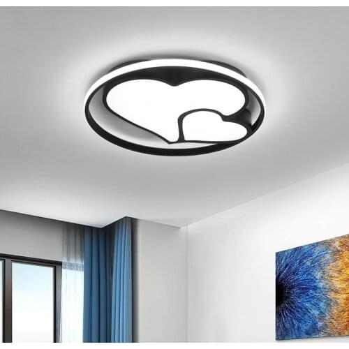 Modern LED Heart Shaped Ceiling Light Black Nordic Metal Round Ring Ceiling Chandelier for Living Room Bedroom Kitchen Bathroom