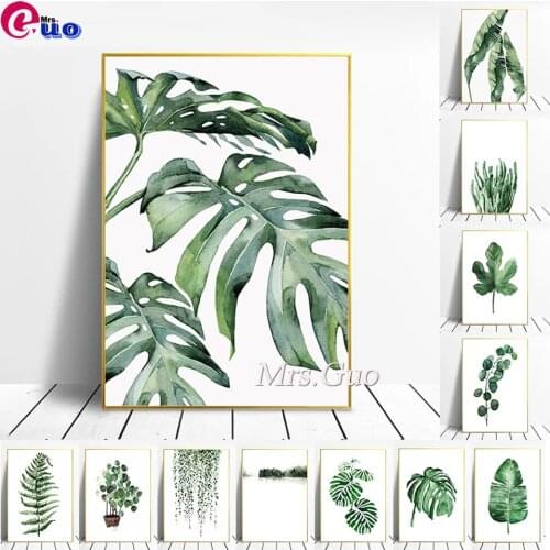 5D Diy Diamond Painting Tropical Plants Poster Green Leaves Decorative Picture Modern Wall Art Paintings For Living Room Decor