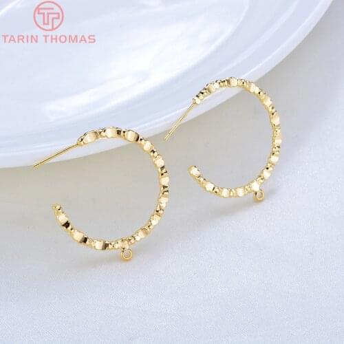 6PCS Diameter 30MM 24K Gold Color Brass Square Shape Wire Earrings Loop High Quality Diy Accessories Jewelry Findings