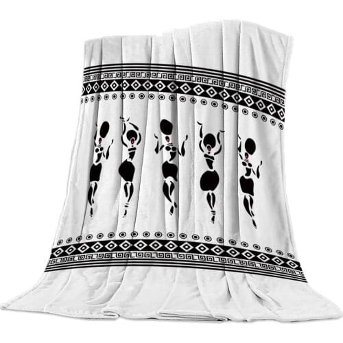 African Tribe Pattern Ethnic Women Throw Blanket Portable Soft Sofa Blanket Warm Microfiber Flannel Blankets for Beds