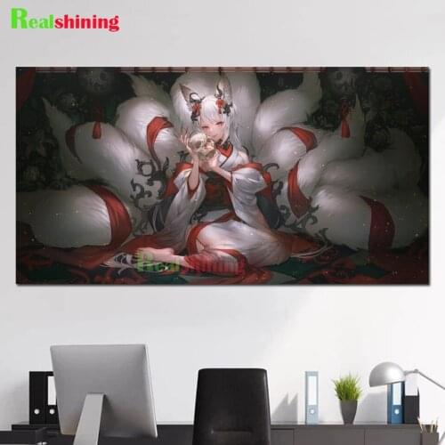 DIY Diamond Painting Fantasy Nine Tailed Fox Girl Skeleton Handmade Gift Full Diamond Embroidery Cross Stitch Kits N2237