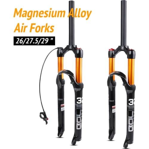Magnesium Alloy MTB Bike Shock Absorber Air Pressure Fork Damping 26/27.5/29 inch with Lockout Mountain Bicycle Accessories