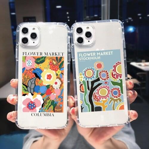 Abstract Art Colorful Flower Matisse Painting Phone Case For iPhone 12 11 Pro MAX XR XS 7 SE20 X 8Plus Clear Soft TPU Cover Capa