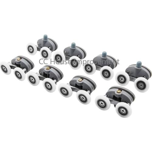 8x Twin Shower Glass Door 4 Top / 4 Bottom Rollers Runners Wheels Pulleys 23mm/25mm