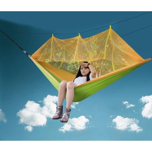 Out door Hammock with Mosquito Net Camping Outdoor Parachute Cloth hammock 250cm*130cm 1pc