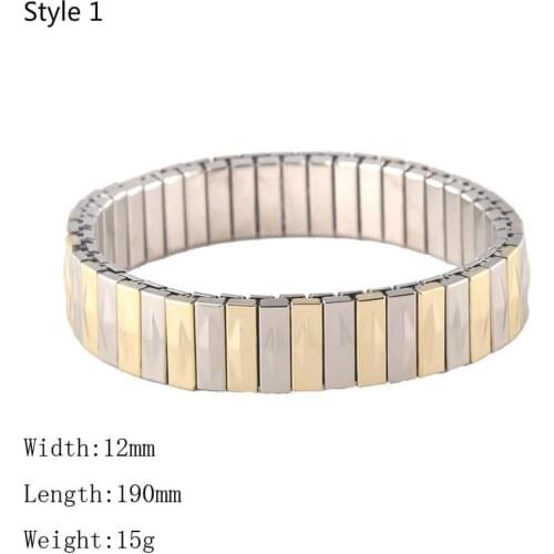 Italian Charms Stainless Steel Bracelet Metal Chain Elasticity Bracelets Shiny Fashion Couple Jewelry Personality Modular Bangle