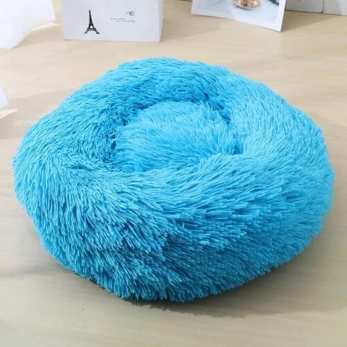 Round Long Plush Cat Bed Pet House Soft Cat Mat Round Dog Bed For Small Dogs Cats Nest Sleeping Bed Puppy Cushion Drop Shipping