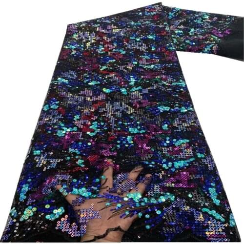 SJ Lace NEW High Quality 2021 Tulle sequins French Nigerian Lace Fabrics Pearls Embroidered African Lace Fabric Dress r5-15