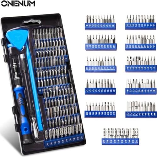 ONENUM 124Pcs Screwdriver Set Precision Hex Phillips Slotted Magnetic Bits For Screwdriver Kit Household Repair Phone Hand Tools