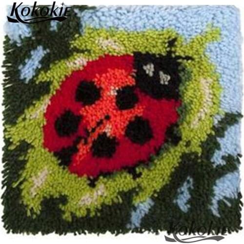 Cross stitch kits cushion embroidery yarn Beetle pattern handmade embriodered mats Latch hook rug kits handicraft needlework