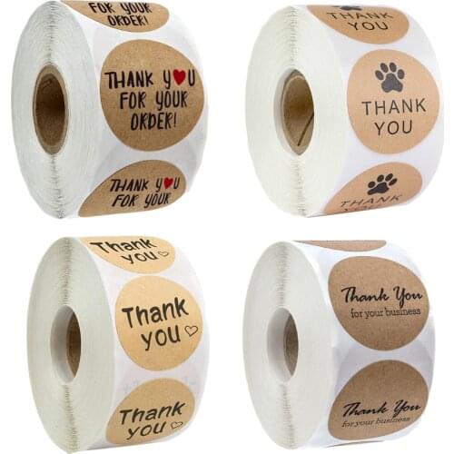 Seal-labels Kraft Paper Thank You Stickers Baking Gift Label Favor Party Home Decoration 500pcs/roll