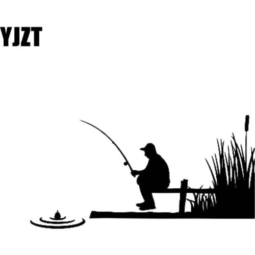 YJZT 17.8cm*9cm Fisherman On Individualized Vinyl Car Sticker Decals Black Silver Accessories C11-0247