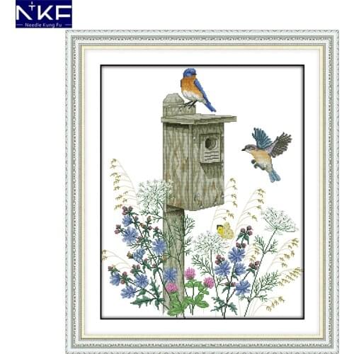 NKF The birds home animal style needlework catalogs beautiful designs Chinese cross stitch kits for home decoration