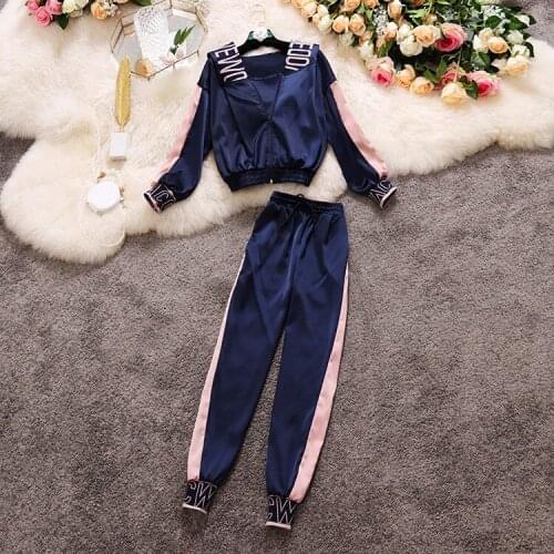 2020 Autumn New Short Design Letters Prints Hooded Jacket and Tank Top and Lantern Pants 3 Pieces One Set