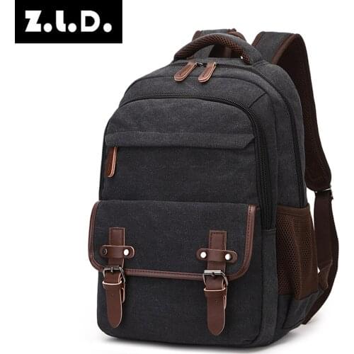 Solid color canvas scool bag school backpack high capacity laptop backpack oem