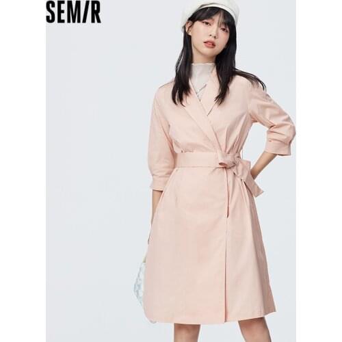 SEMIR Dress Woman Sweet Girl Intellectually Thin And Waist 2021 Spring New V-Neck Long Mid-Sleeve Party Dress For Women