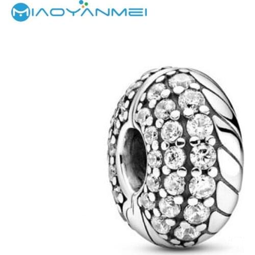 Fit Original Pandora Bracelets 2020 Autumn New 925 Sterling Silver Bead Pavé snake bone positioning beads Women DIY Jewelry