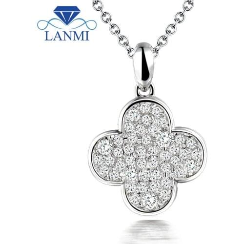 Solid 18kt White Gold Natural Real Diamond Pendant Solitaire For Wife Anniversary Party Fine Jewelry WP077