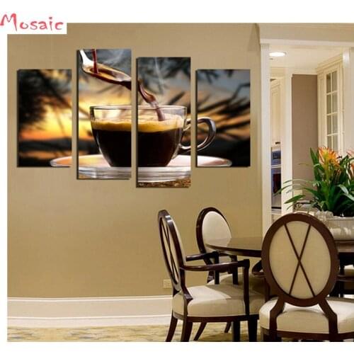 Full square Diamond Embroidery"Coffee cup"5d Diamond Painting 3pcs cross stitch kits Diamond Mosaic wall painting Decoration