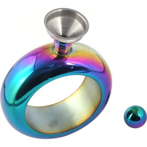 3.5oz 100ml Mirror Stainless Steel Bracelet Shape Flagon Portable Wine Pot Whiskey Drinkware and Funnel Set Bar Drinkware