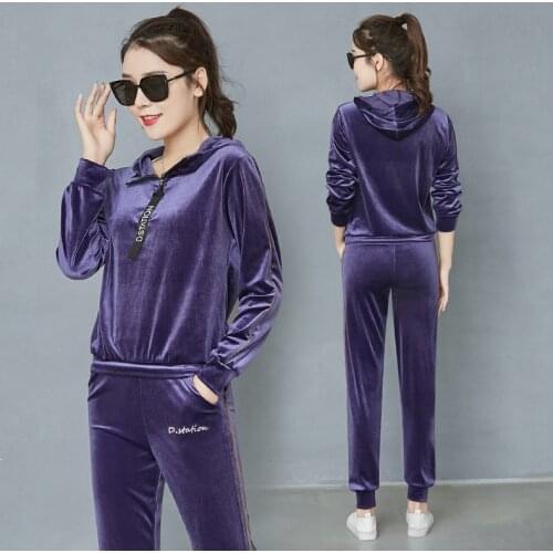 Casual Tracksuit Women Pant Suit New Autumn Winter Fashion 2 Piece Set Women Letter embroidery Hoodie Pants Two Piece Sets