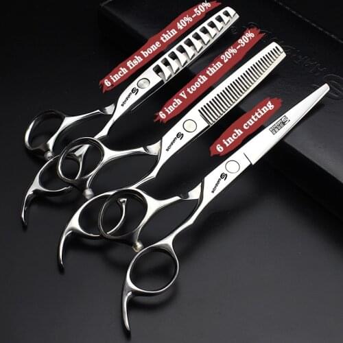 Professional hairdresser 6 inch barber haircut thinning set hair scissors cut and thin anti-slip and wear-resistant barber fine
