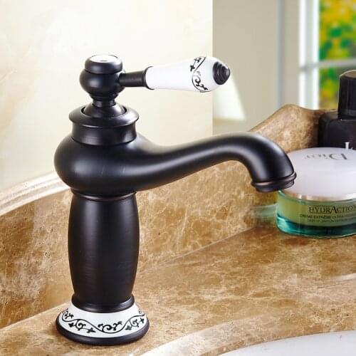Retro magic lamp style bathroom basin faucet, Copper toilet basin faucet hot and cold, Antique kitchen basin faucets black